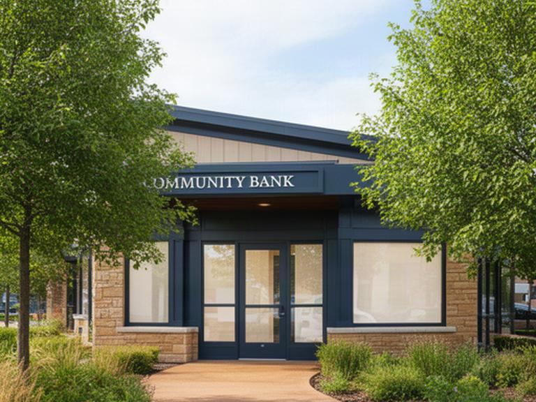 PNC Bank branch entrance on Juniper Way in Lakeville with local trees and a clear walkway